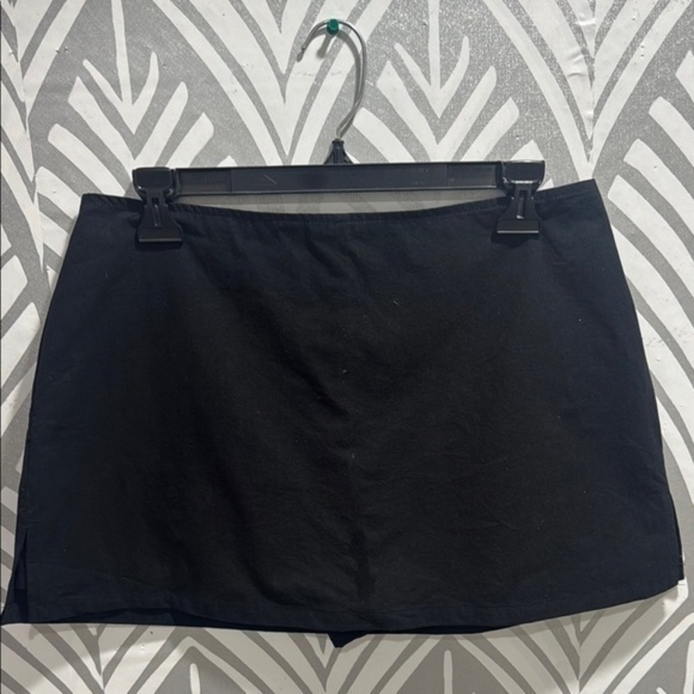 Princess Polly Black Gigi Recycled Cotton Y2K Mini Skort Side Slit US 2